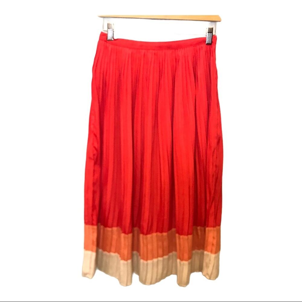 Forever 21 Coral Midi Pleated Skirt